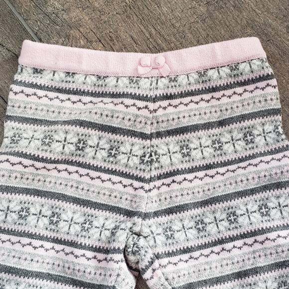 Janie and Jack EUC 3-6 months pink and gray fair isle sweater dress and pants - Picture 8 of 10